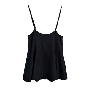 Mokingtop Womens Black Spaghetti Strap Babydoll Cami Top Cotton Blend Size M
